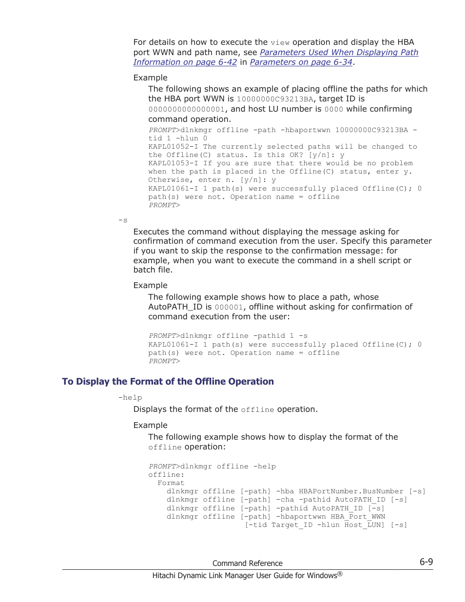 To display the format of the offline operation -9 | HP XP P9500 Storage User Manual | Page 199 / 440