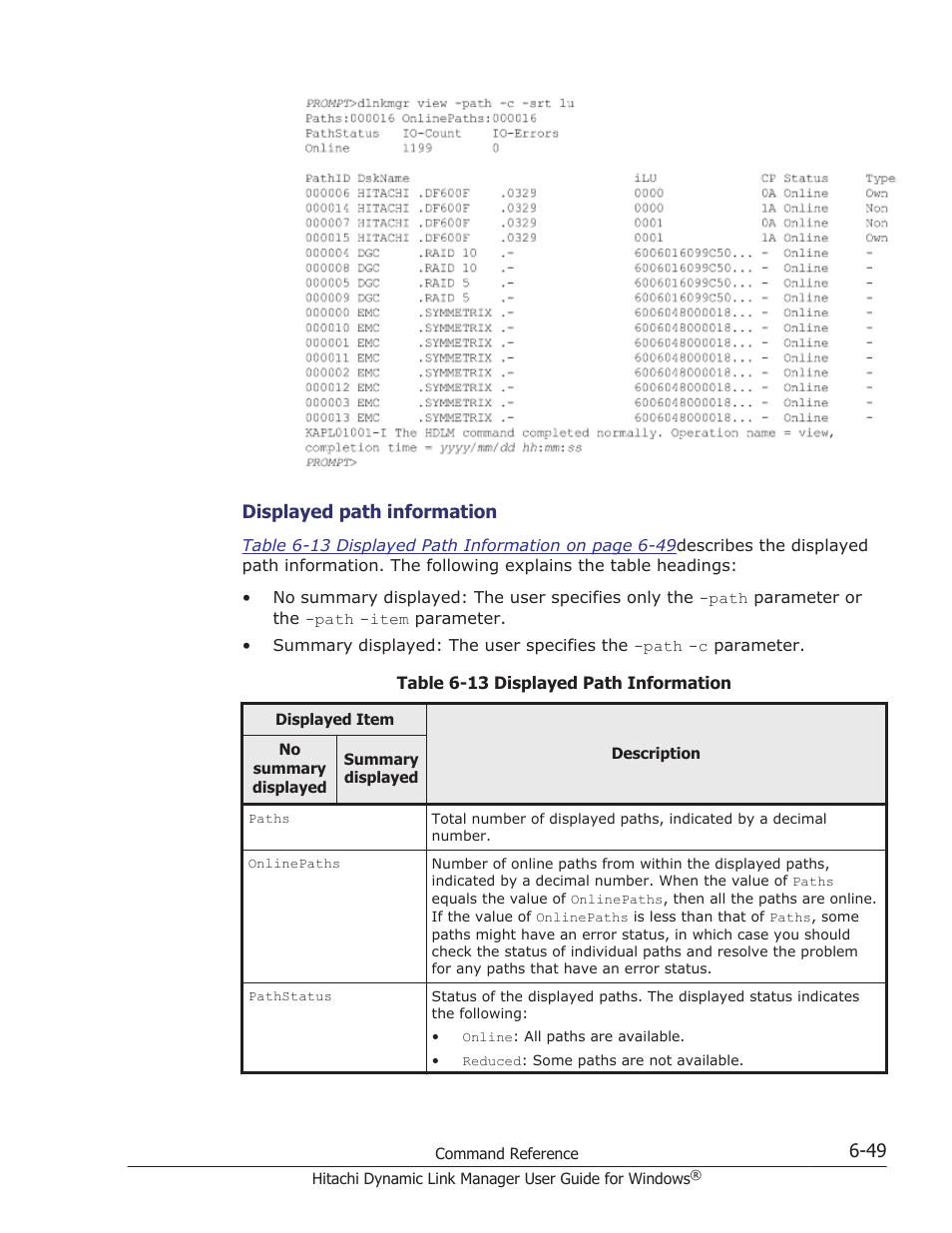 Table 6-13 displayed | HP XP P9500 Storage User Manual | Page 239 / 440