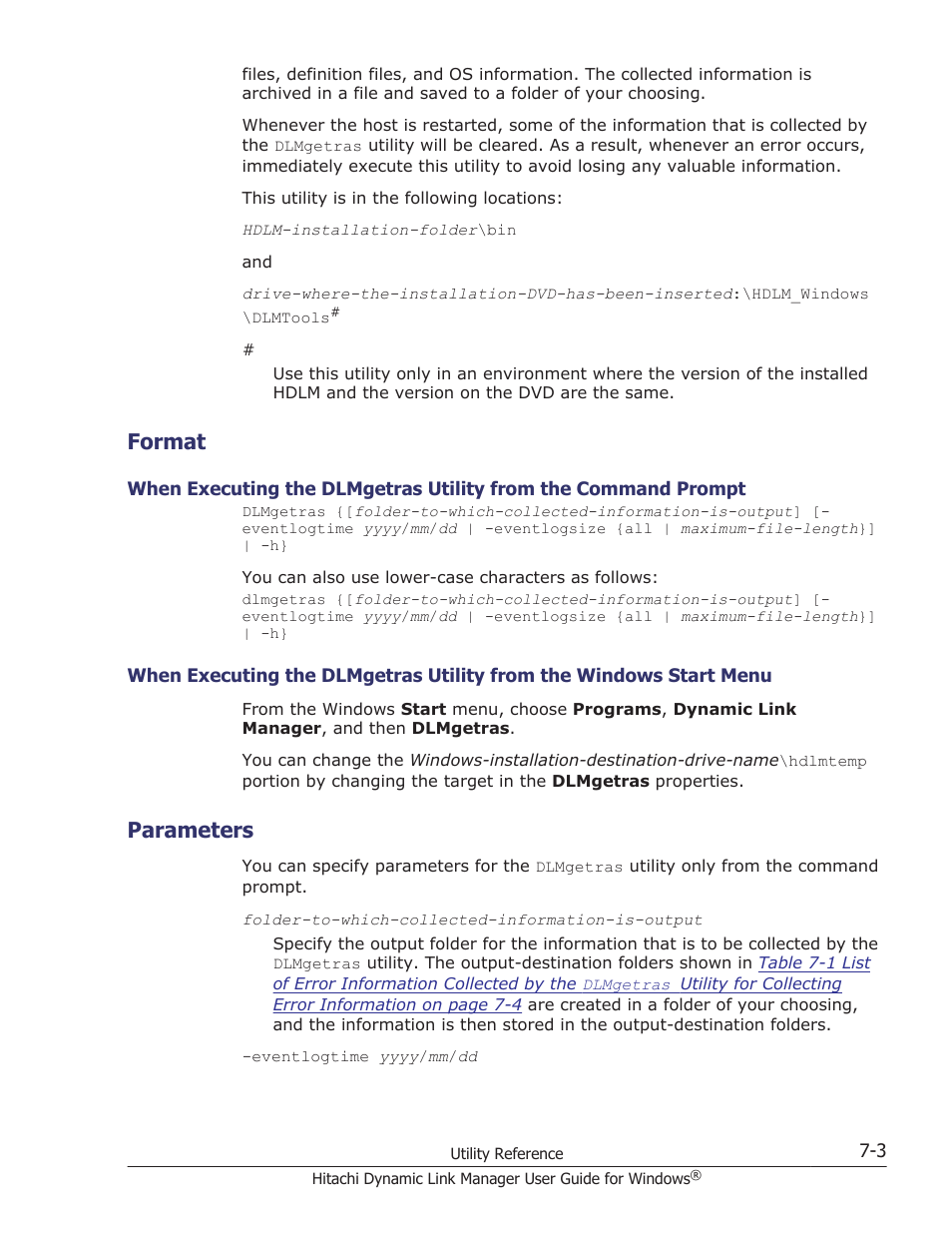 Format, Parameters, Format -3 | Parameters -3 | HP XP P9500 Storage User Manual | Page 267 / 440