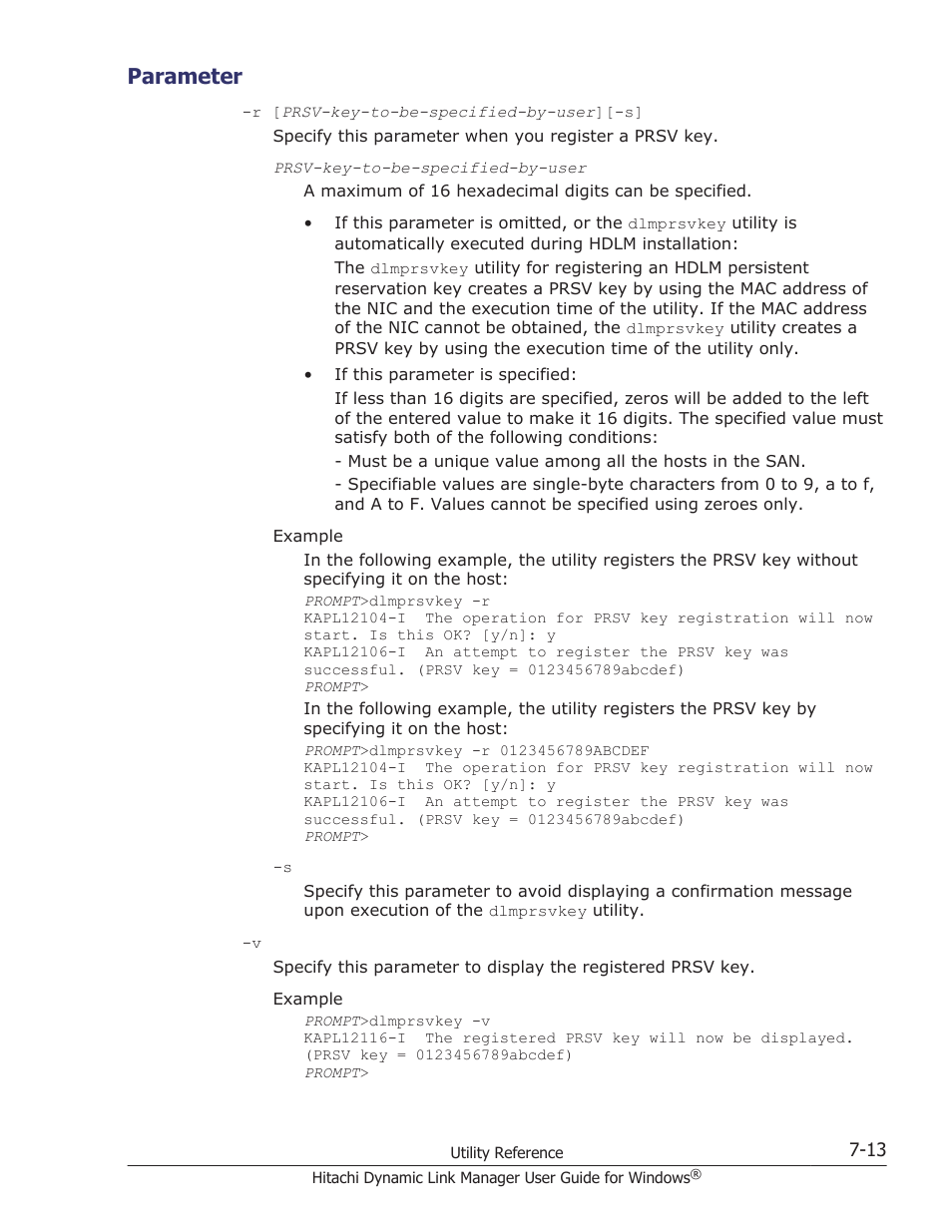 Parameter, Parameter -13 | HP XP P9500 Storage User Manual | Page 277 / 440
