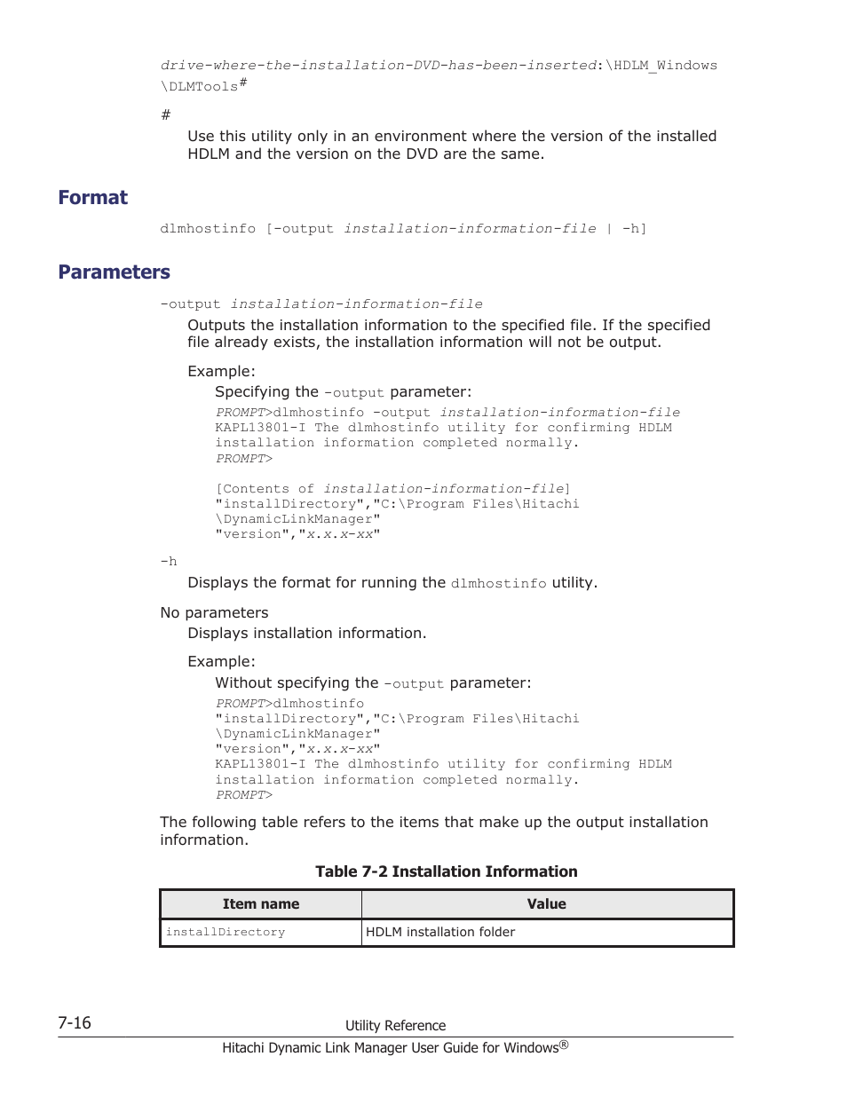 Format, Parameters, Format -16 | Parameters -16 | HP XP P9500 Storage User Manual | Page 280 / 440