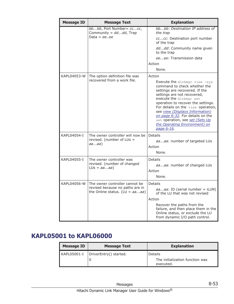 Kapl05001 to kapl06000, Kapl05001 to kapl06000 -53 | HP XP P9500 Storage User Manual | Page 345 / 440
