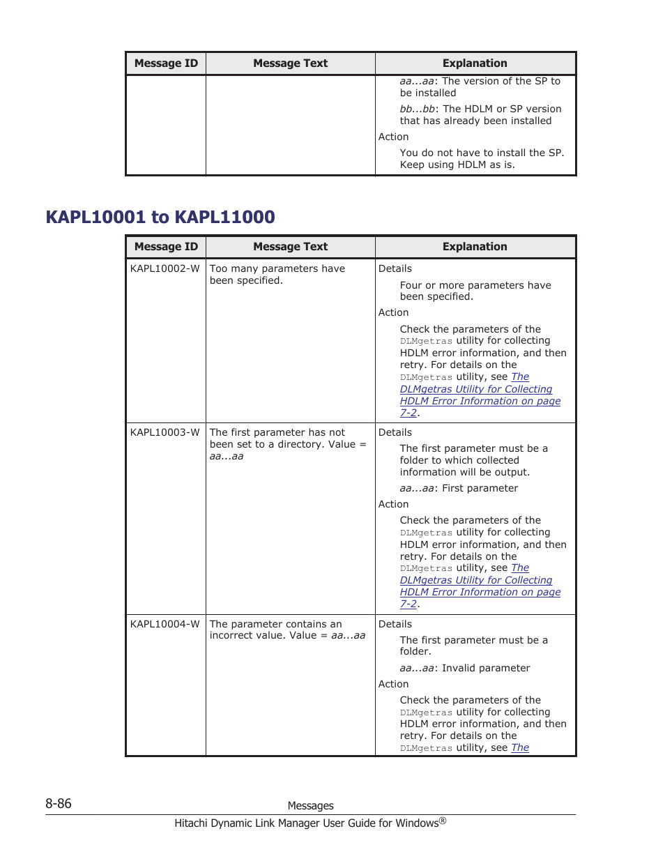 Kapl10001 to kapl11000, Kapl10001 to kapl11000 -86 | HP XP P9500 Storage User Manual | Page 378 / 440