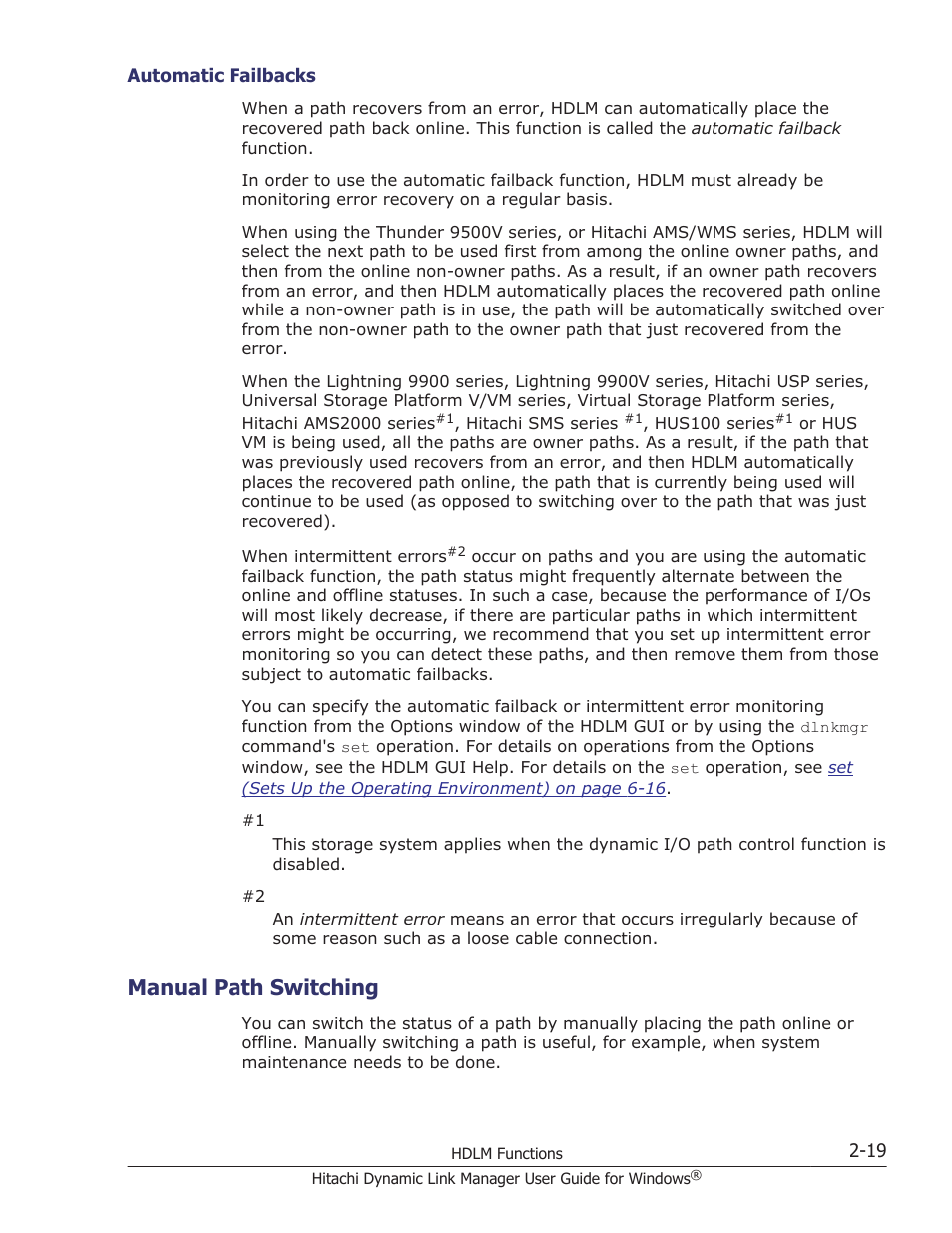 Manual path switching, Automatic failbacks -19, Manual path switching -19 | HP XP P9500 Storage User Manual | Page 39 / 440