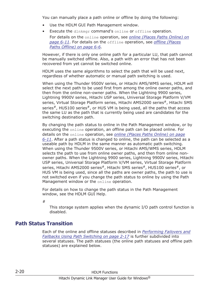 Path status transition, Path status transition -20, Path | HP XP P9500 Storage User Manual | Page 40 / 440