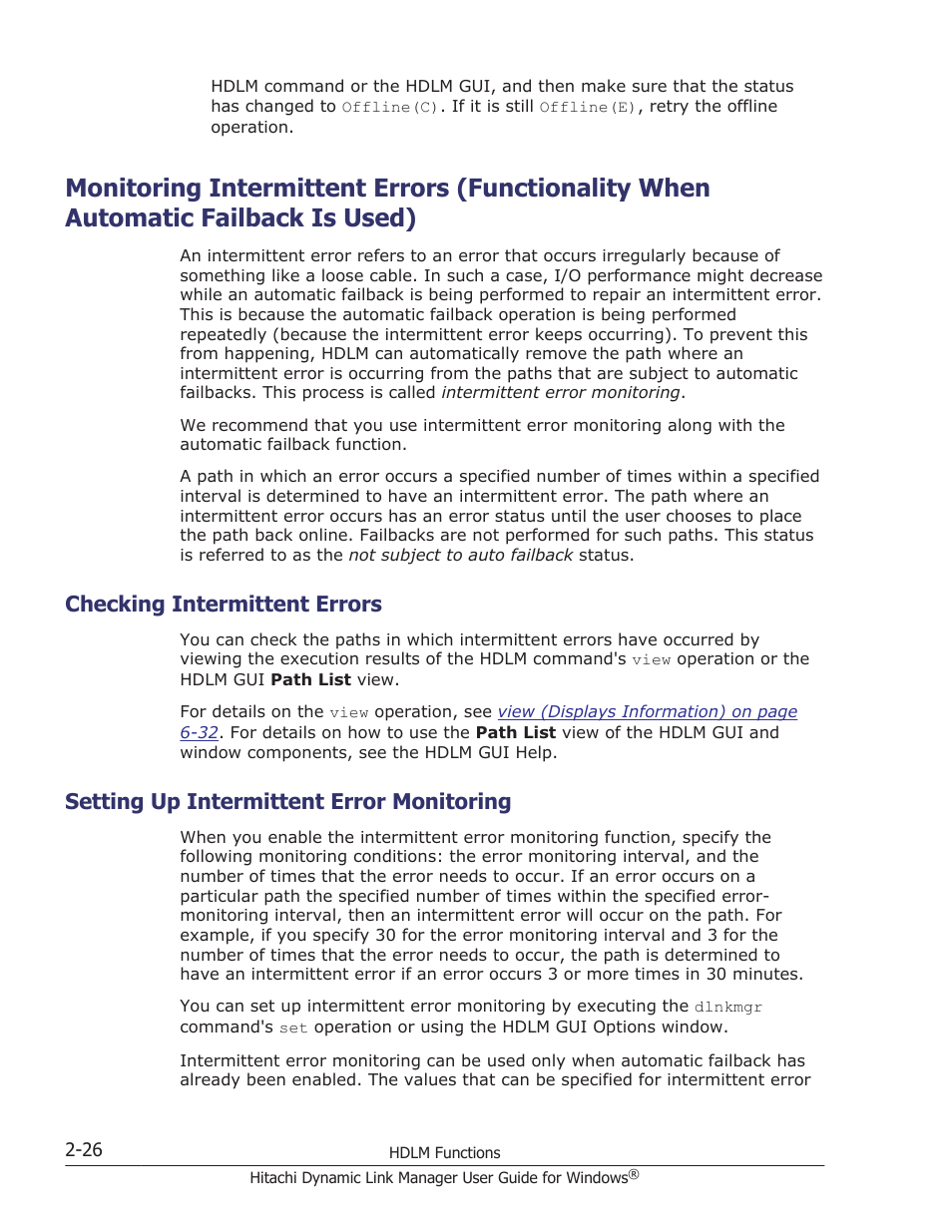 Checking intermittent errors, Setting up intermittent error monitoring, Checking intermittent errors -26 | Setting up intermittent error monitoring -26 | HP XP P9500 Storage User Manual | Page 46 / 440