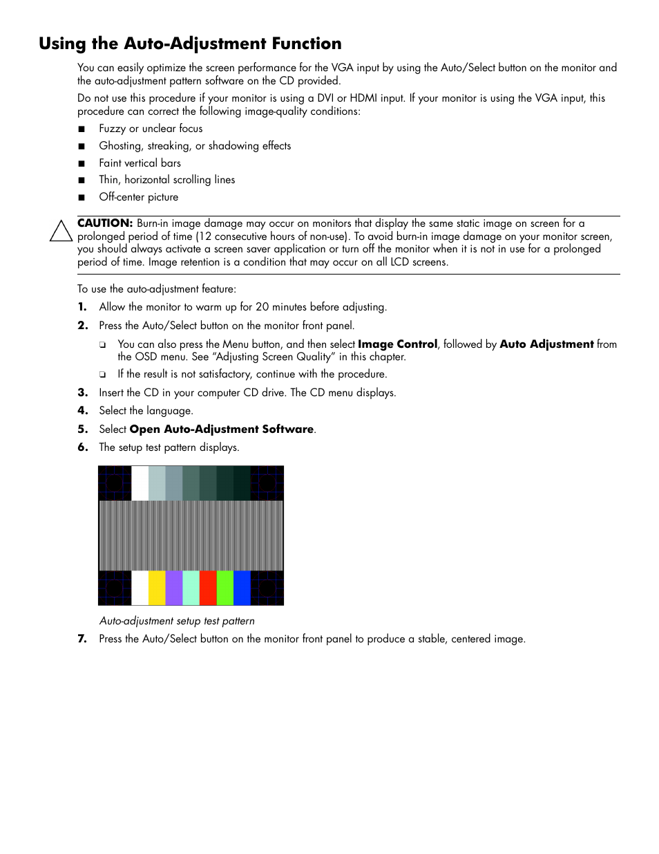 Using the autoadjustment function, Using the auto-adjustment function –2, Using the auto-adjustment function | HP 2009m 20-inch Diagonal HD Ready LCD Monitor User Manual | Page 22 / 48