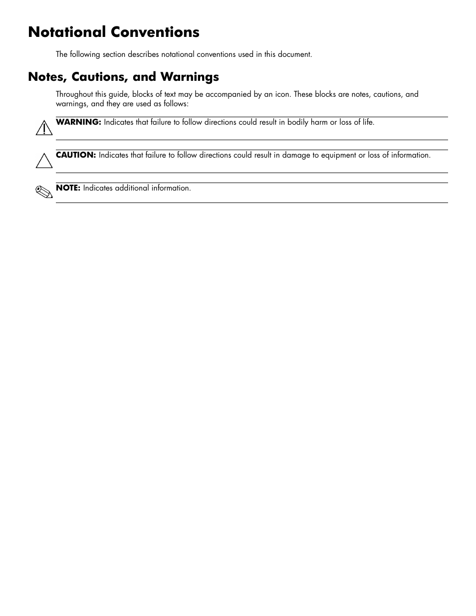 Notational conventions, Notes, cautions, and warnings | HP 2009m 20-inch Diagonal HD Ready LCD Monitor User Manual | Page 3 / 48