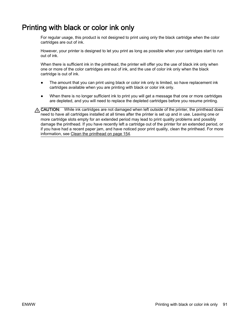 Printing with black or color ink only | HP Officejet 7612 Wide Format e-All-in-One User Manual | Page 108 / 317