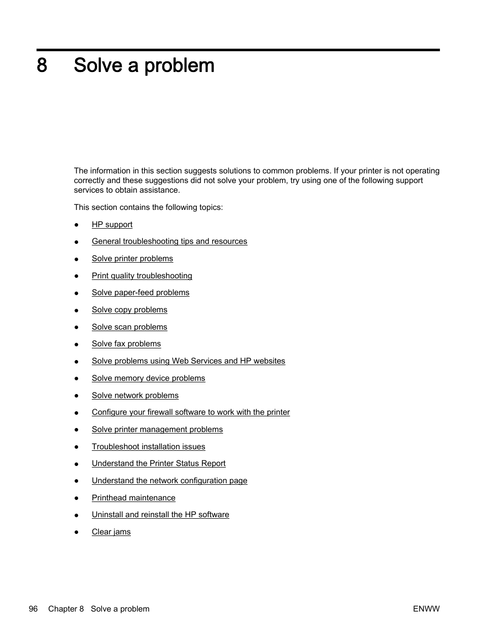 Solve a problem, 8 solve a problem, 8solve a problem | HP Officejet 7612 Wide Format e-All-in-One User Manual | Page 113 / 317