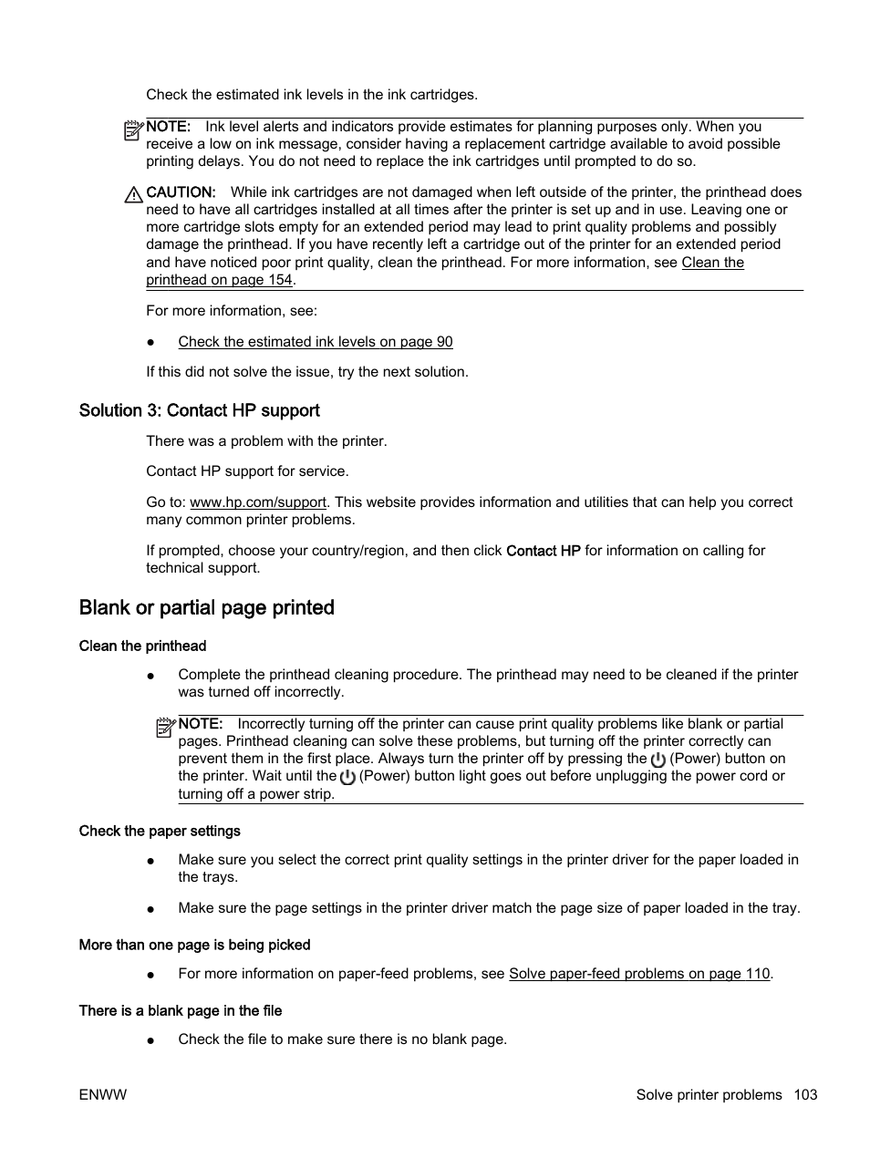 Solution 3: contact hp support, Blank or partial page printed | HP Officejet 7612 Wide Format e-All-in-One User Manual | Page 120 / 317