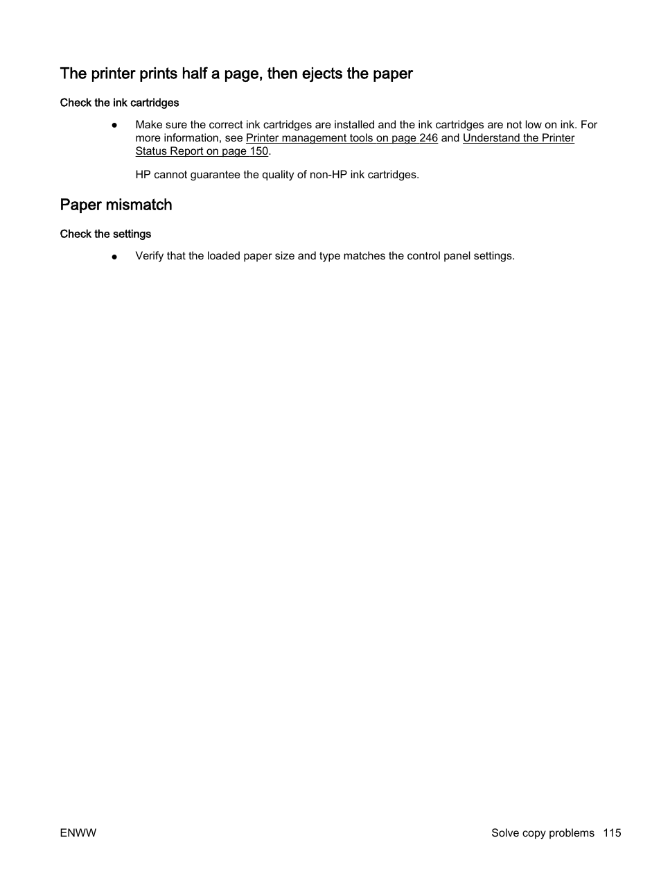 Paper mismatch | HP Officejet 7612 Wide Format e-All-in-One User Manual | Page 132 / 317