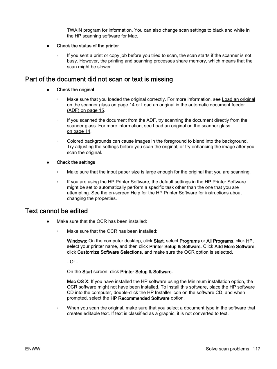 Text cannot be edited | HP Officejet 7612 Wide Format e-All-in-One User Manual | Page 134 / 317