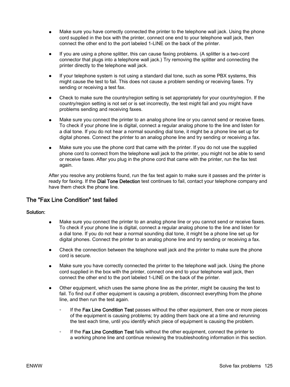 The "fax line condition" test failed | HP Officejet 7612 Wide Format e-All-in-One User Manual | Page 142 / 317