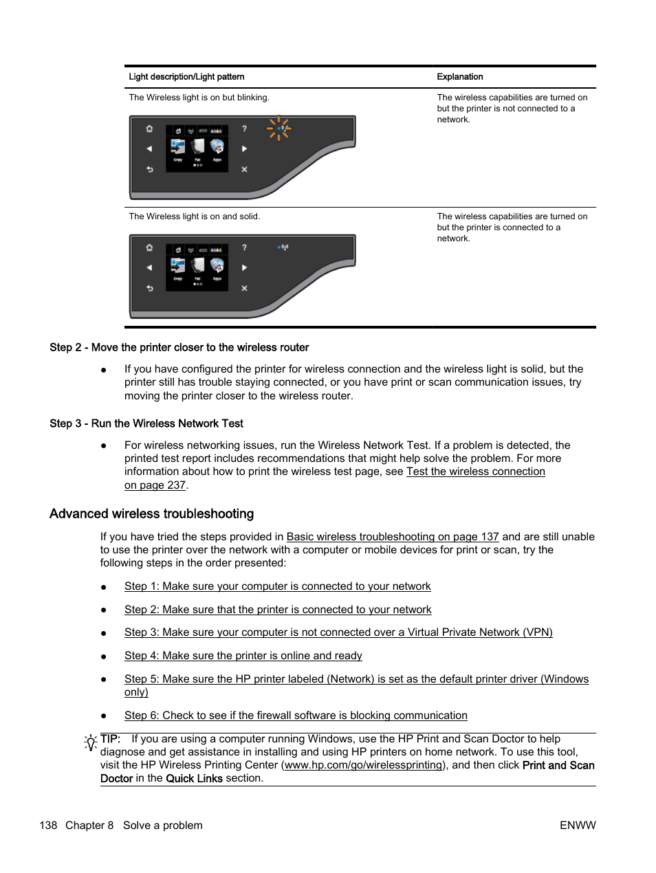 Advanced wireless troubleshooting | HP Officejet 7612 Wide Format e-All-in-One User Manual | Page 155 / 317