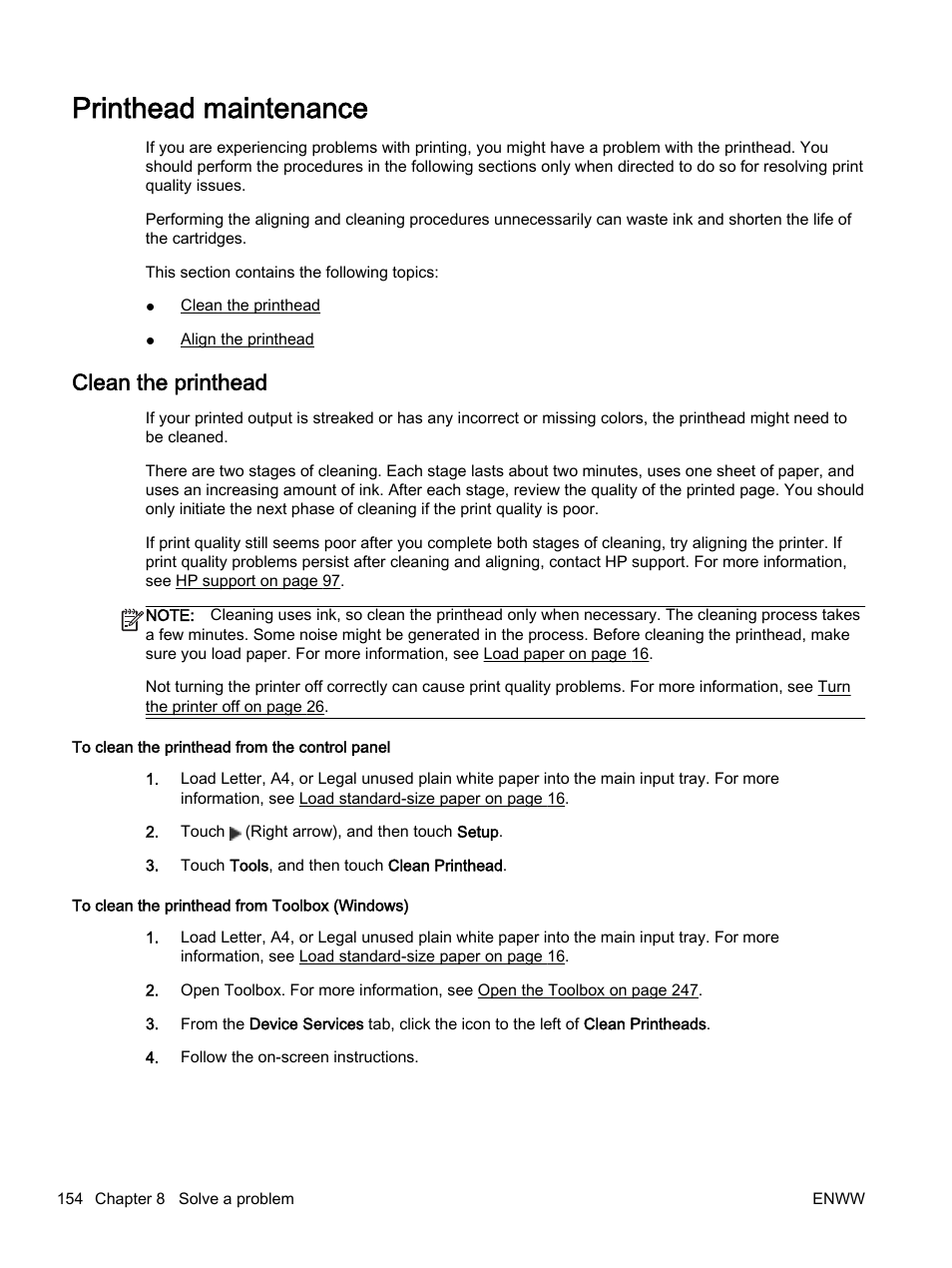 Printhead maintenance, Clean the printhead, Clean the | HP Officejet 7612 Wide Format e-All-in-One User Manual | Page 171 / 317