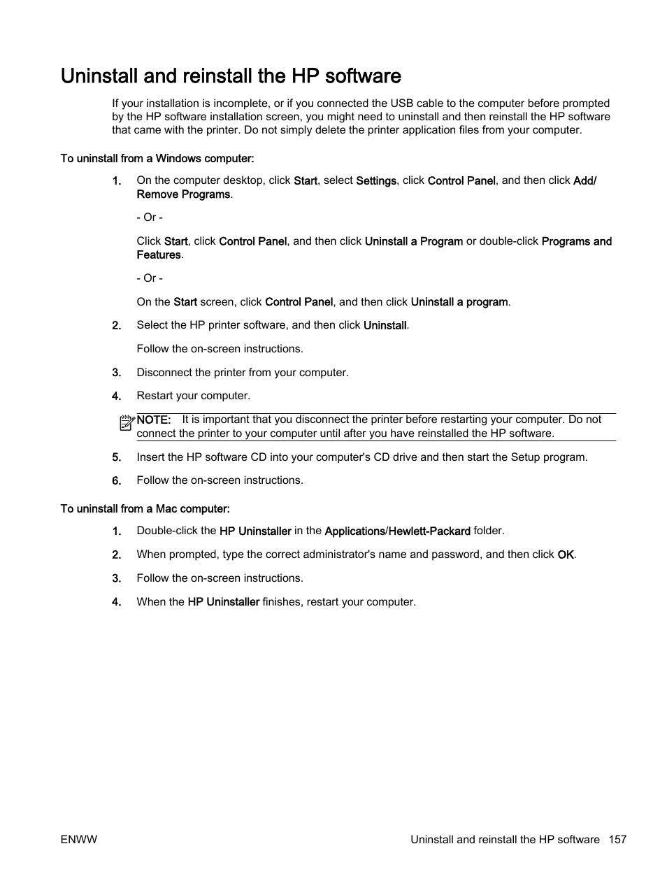 Uninstall and reinstall the hp software, See uninstall and reinstall the hp software | HP Officejet 7612 Wide Format e-All-in-One User Manual | Page 174 / 317