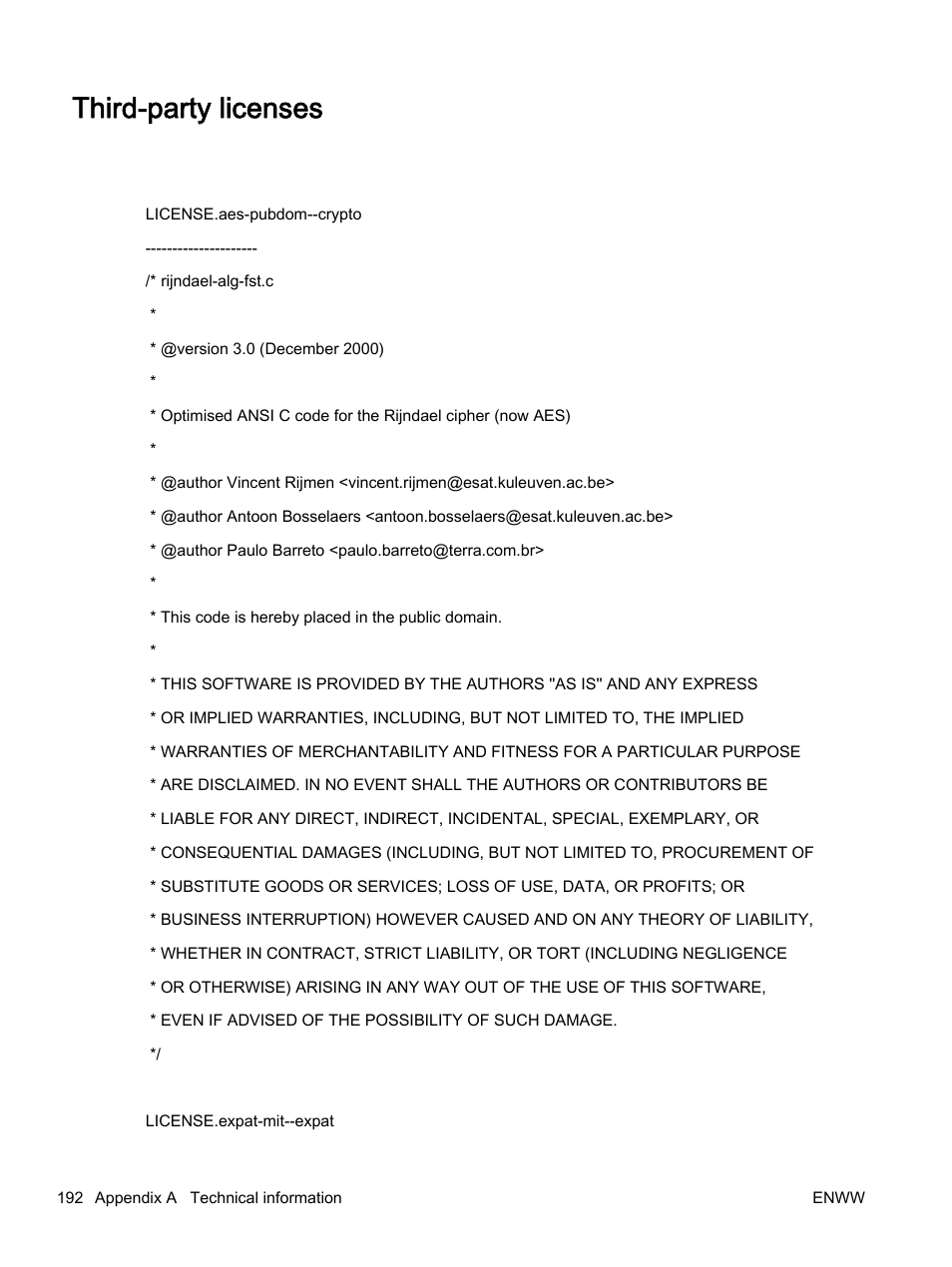 Third-party licenses | HP Officejet 7612 Wide Format e-All-in-One User Manual | Page 209 / 317