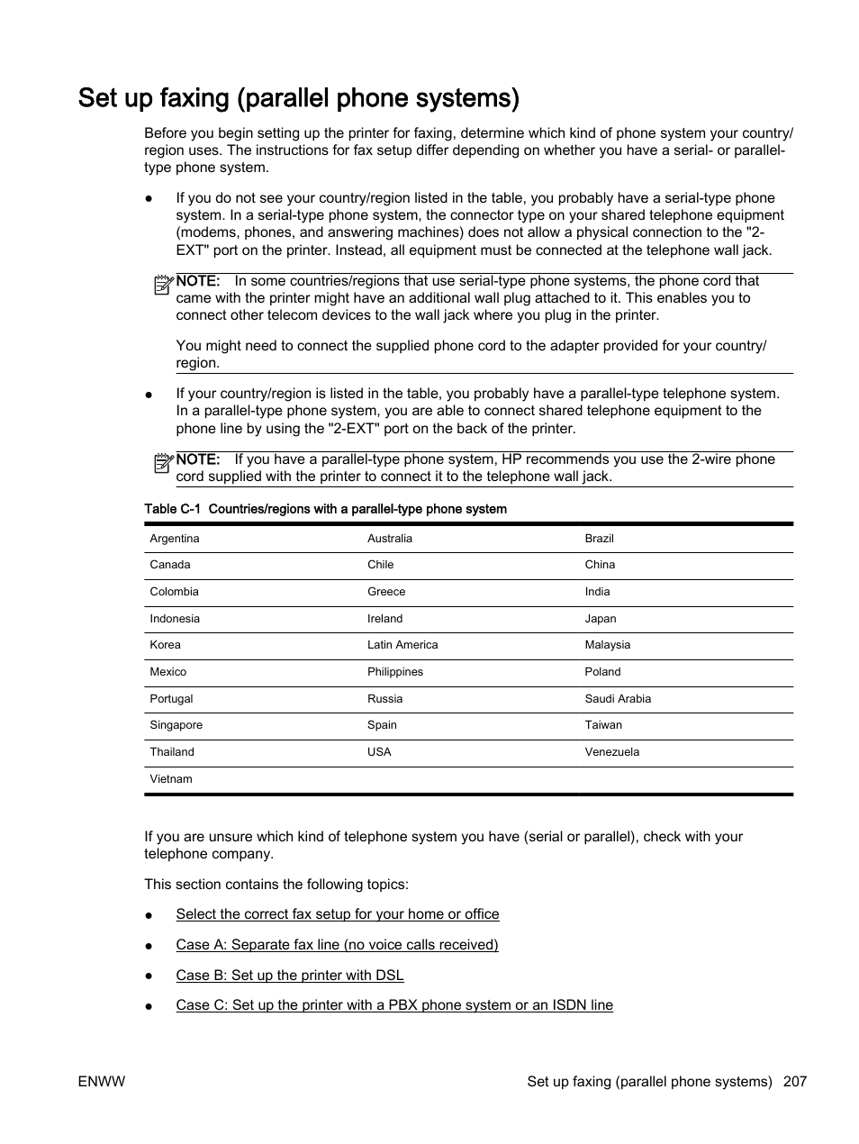Set up faxing (parallel phone systems) | HP Officejet 7612 Wide Format e-All-in-One User Manual | Page 224 / 317