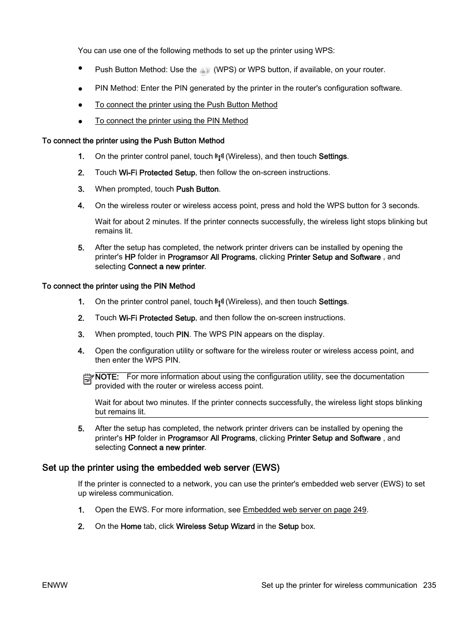 To connect the printer using the pin method | HP Officejet 7612 Wide Format e-All-in-One User Manual | Page 252 / 317