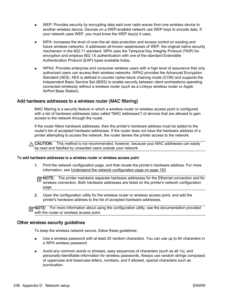 Other wireless security guidelines | HP Officejet 7612 Wide Format e-All-in-One User Manual | Page 255 / 317