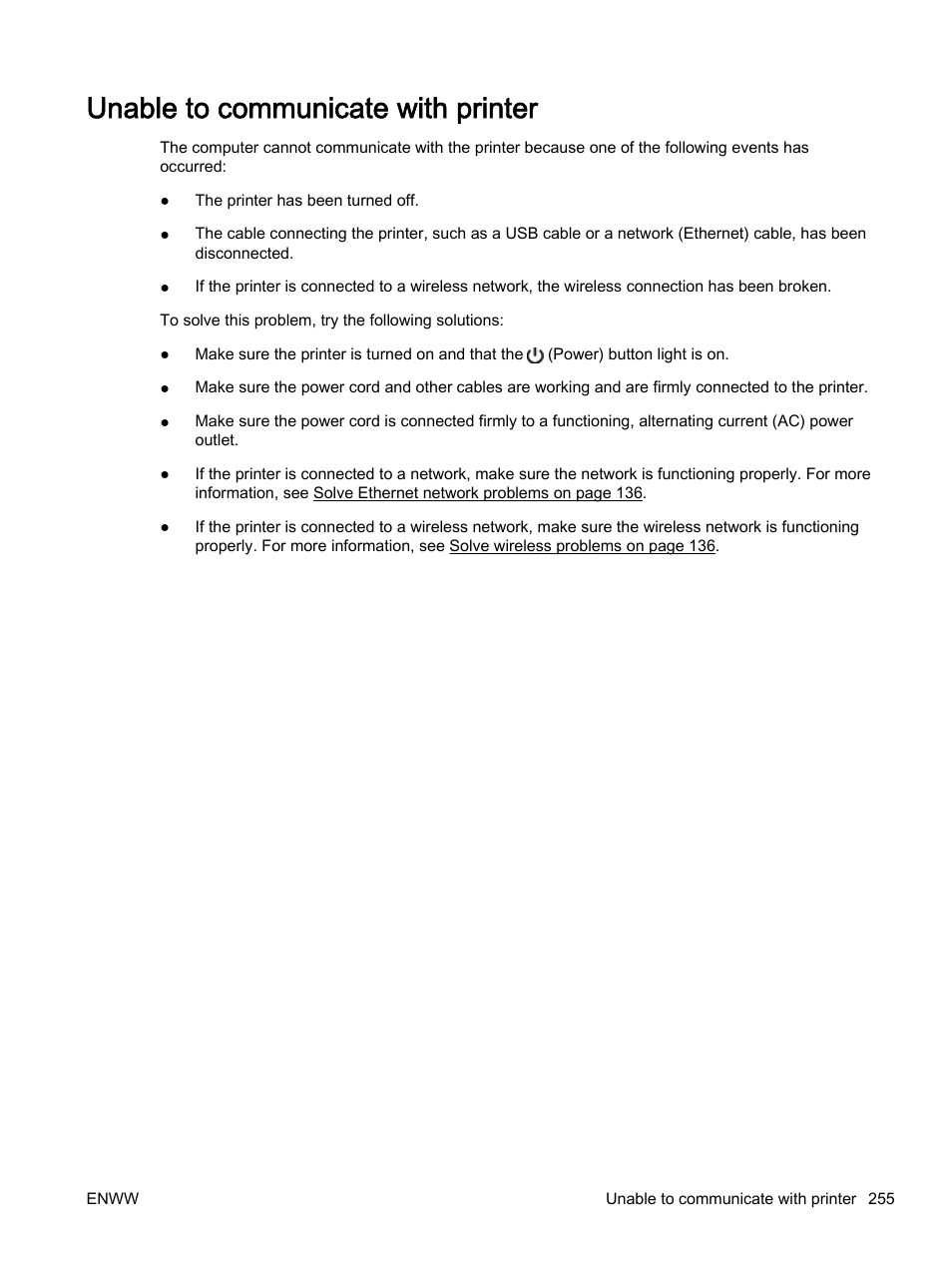 Unable to communicate with printer | HP Officejet 7612 Wide Format e-All-in-One User Manual | Page 272 / 317