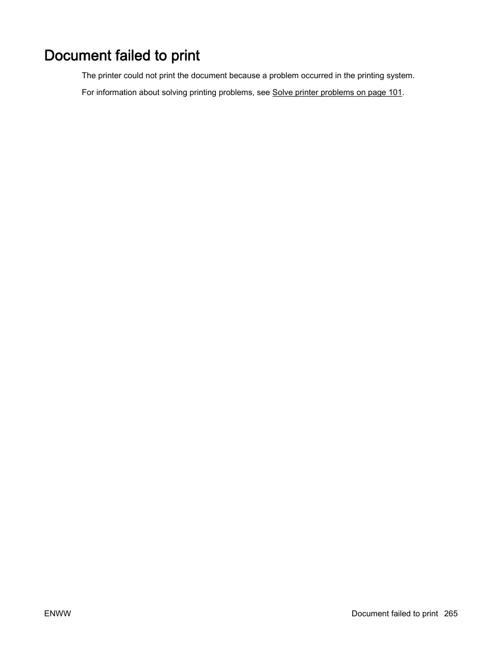 Document failed to print | HP Officejet 7612 Wide Format e-All-in-One User Manual | Page 282 / 317