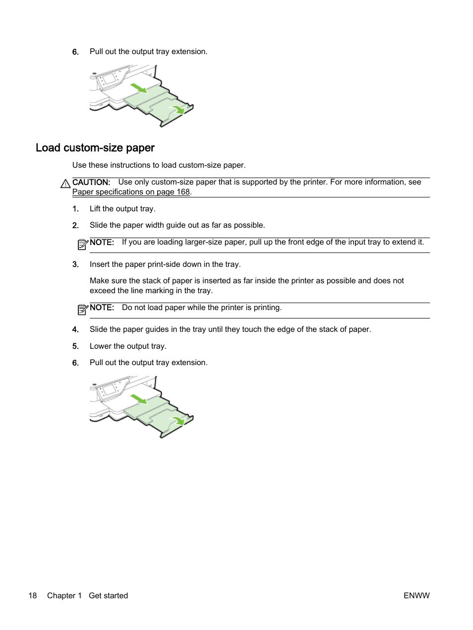 Load custom-size paper | HP Officejet 7612 Wide Format e-All-in-One User Manual | Page 35 / 317