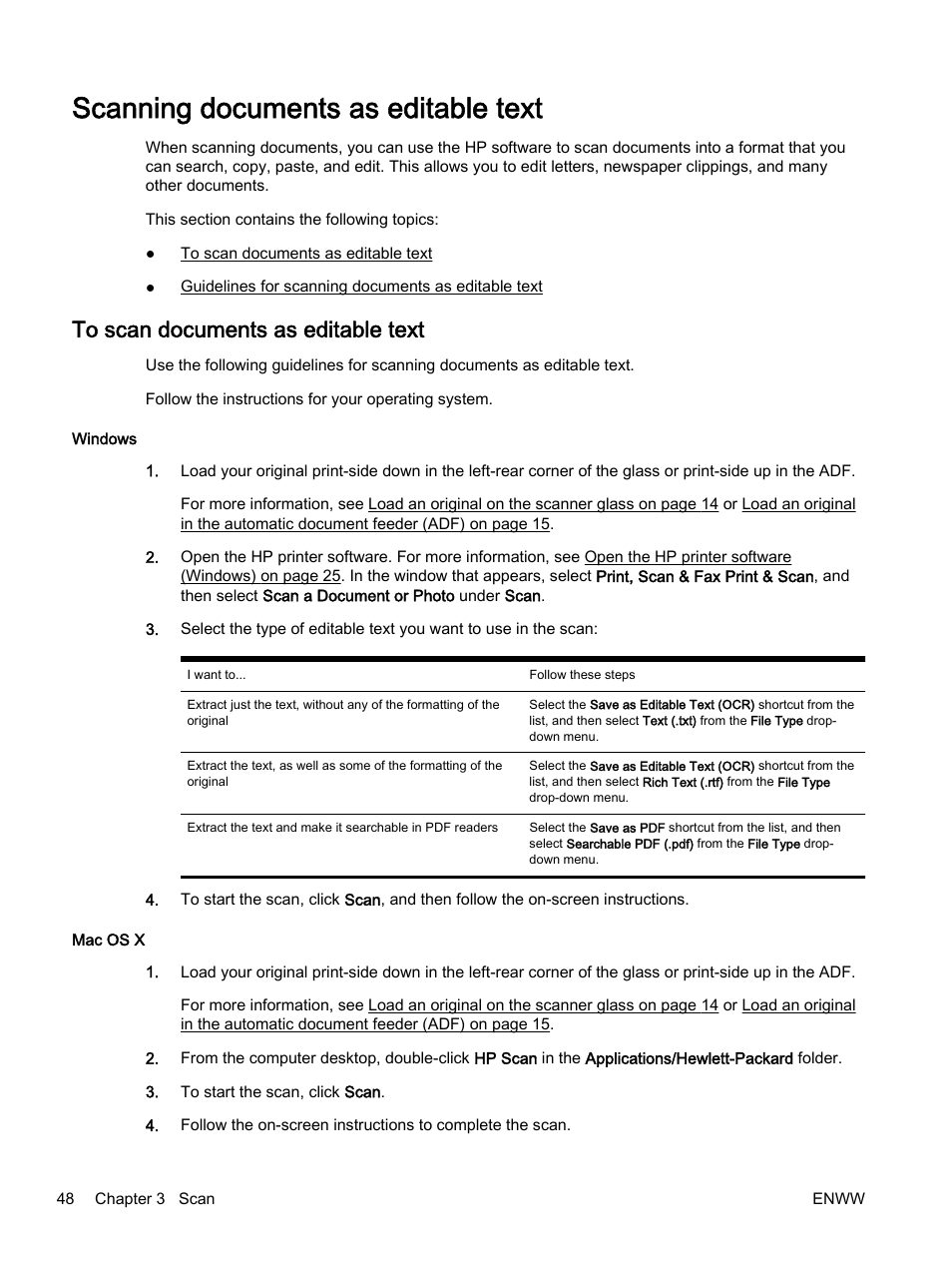 Scanning documents as editable text, To scan documents as editable text | HP Officejet 7612 Wide Format e-All-in-One User Manual | Page 65 / 317