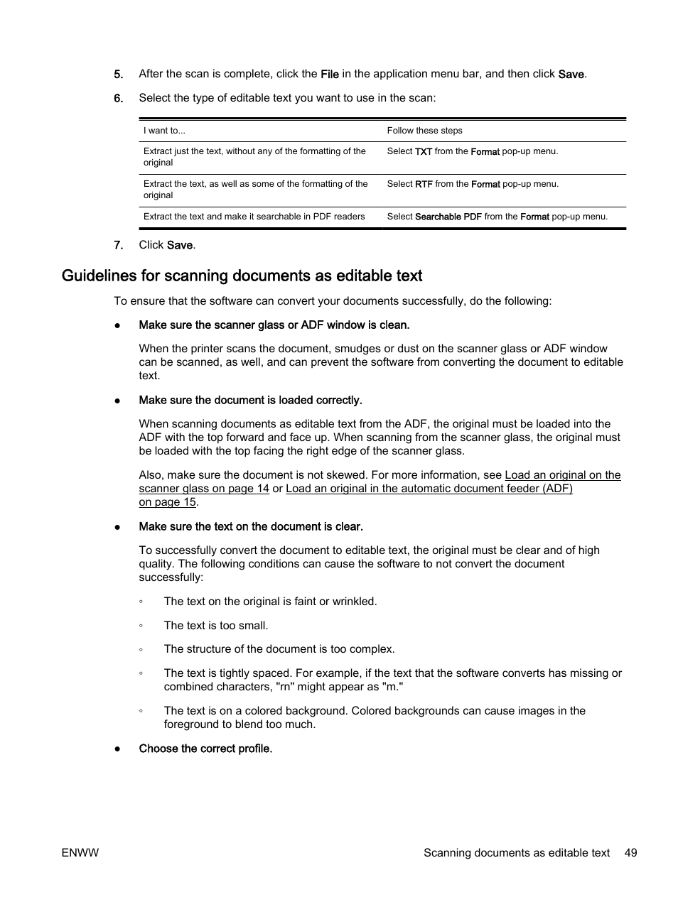 Guidelines for scanning documents as editable text | HP Officejet 7612 Wide Format e-All-in-One User Manual | Page 66 / 317