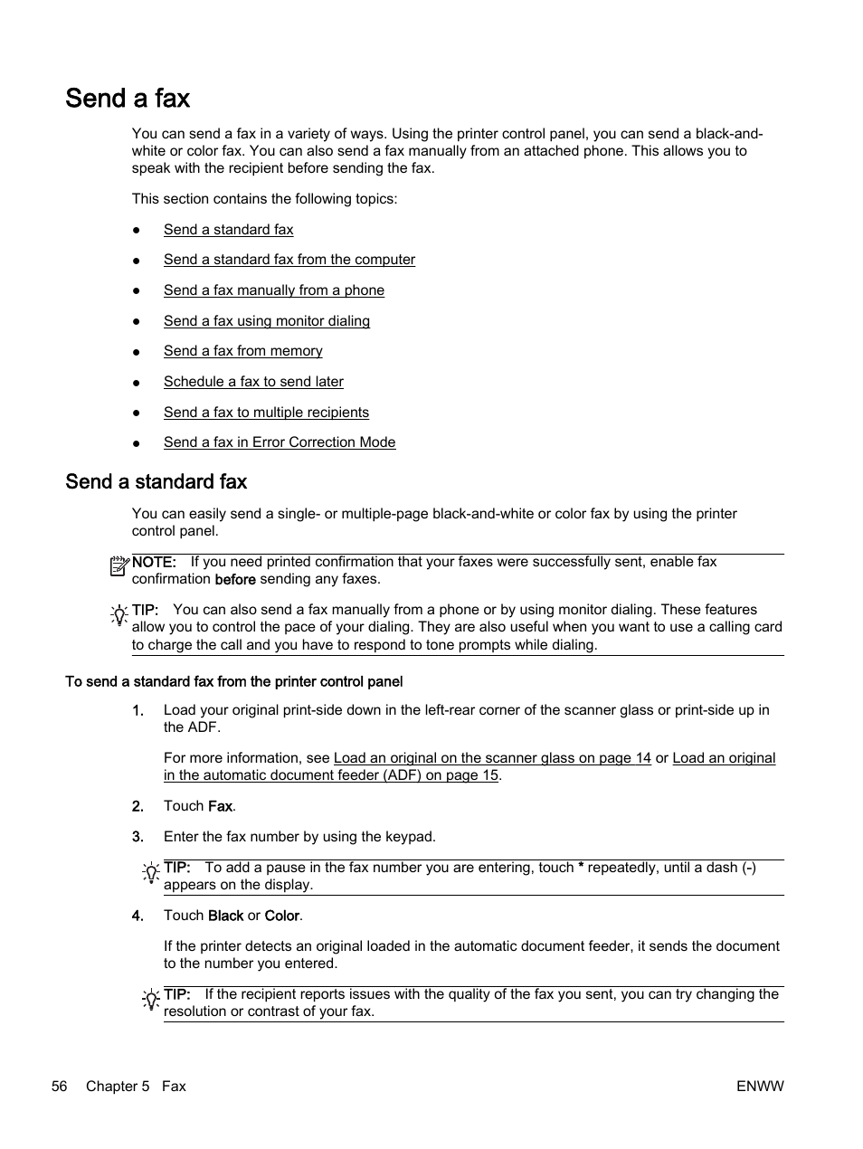 Send a fax, Send a standard fax | HP Officejet 7612 Wide Format e-All-in-One User Manual | Page 73 / 317