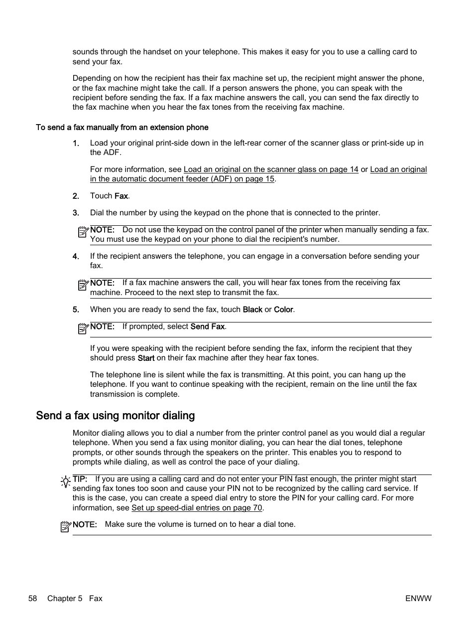 Send a fax using monitor dialing | HP Officejet 7612 Wide Format e-All-in-One User Manual | Page 75 / 317