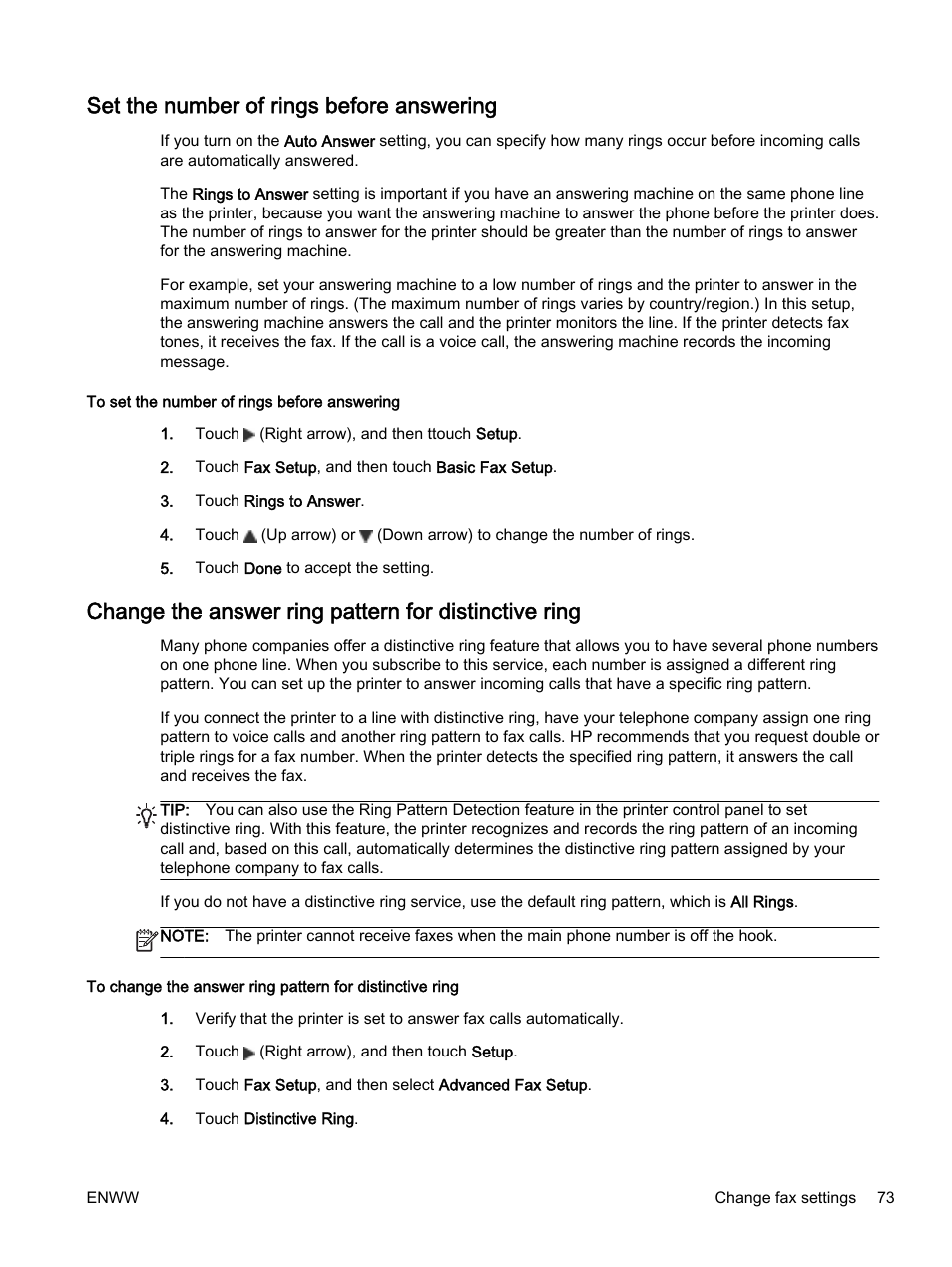 Set the number of rings before answering | HP Officejet 7612 Wide Format e-All-in-One User Manual | Page 90 / 317
