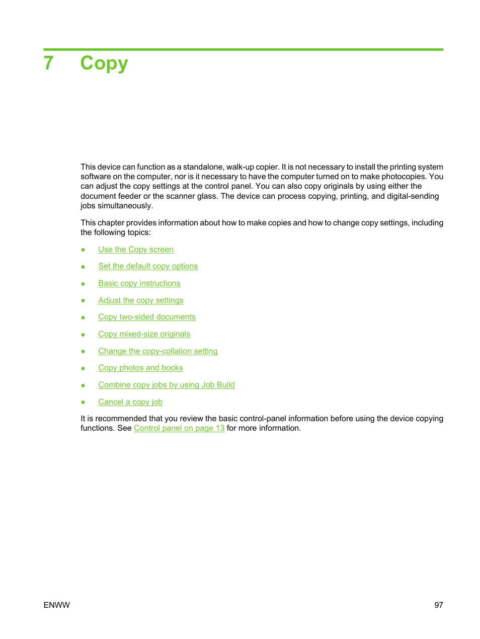 Copy, 7 copy, 7copy | HP LaserJet M3027 Multifunction Printer series User Manual | Page 109 / 270
