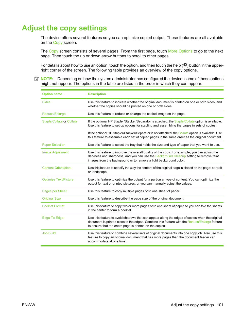 Adjust the copy settings | HP LaserJet M3027 Multifunction Printer series User Manual | Page 113 / 270