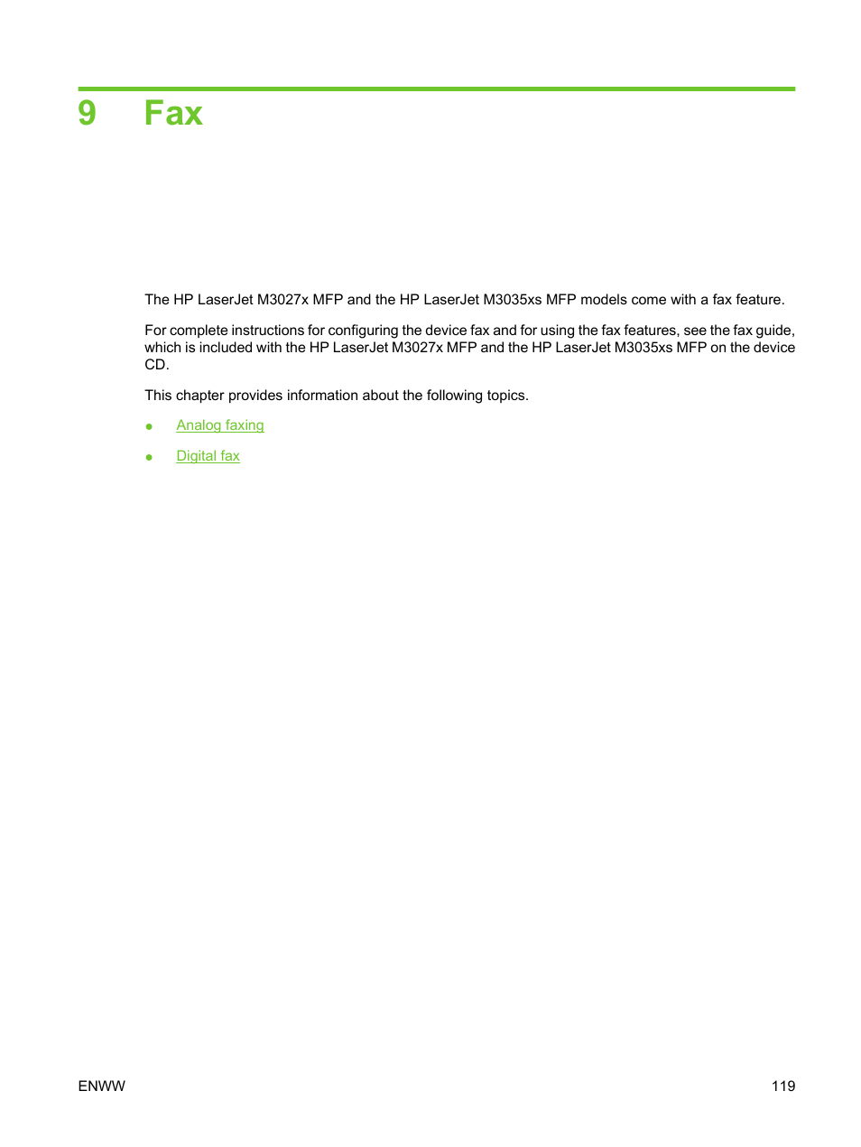 9 fax, 9fax | HP LaserJet M3027 Multifunction Printer series User Manual | Page 131 / 270