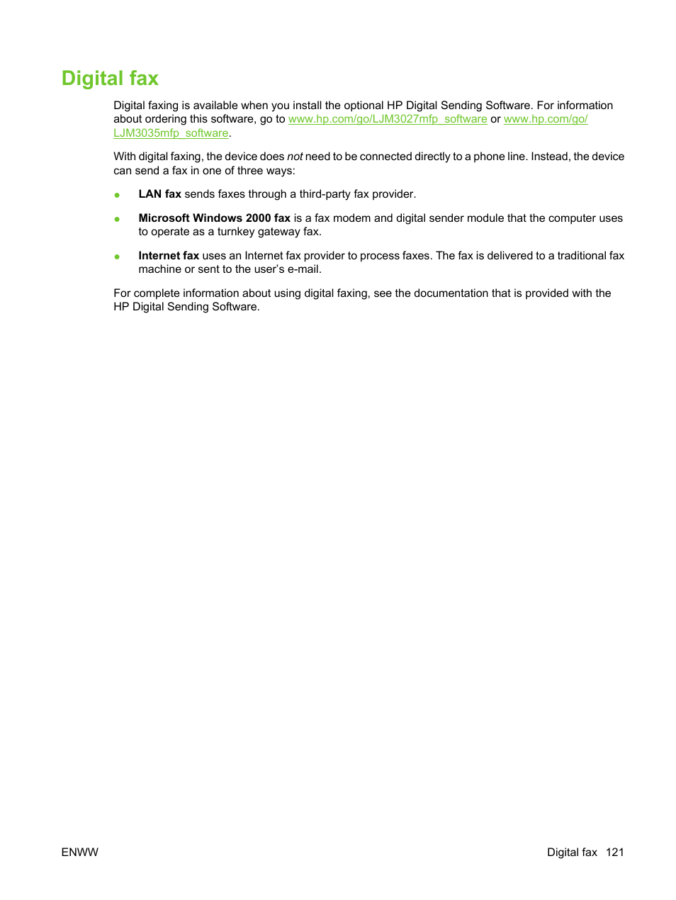 Digital fax | HP LaserJet M3027 Multifunction Printer series User Manual | Page 133 / 270