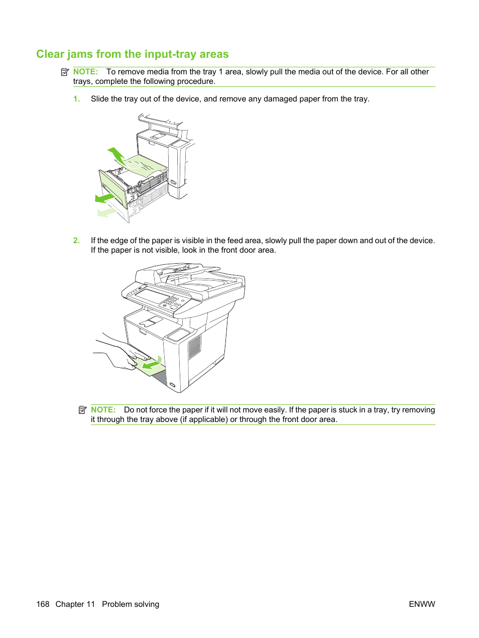 Clear jams from the input-tray areas, Clear jams from the input-tray, Box. see | Clear jams from | HP LaserJet M3027 Multifunction Printer series User Manual | Page 180 / 270