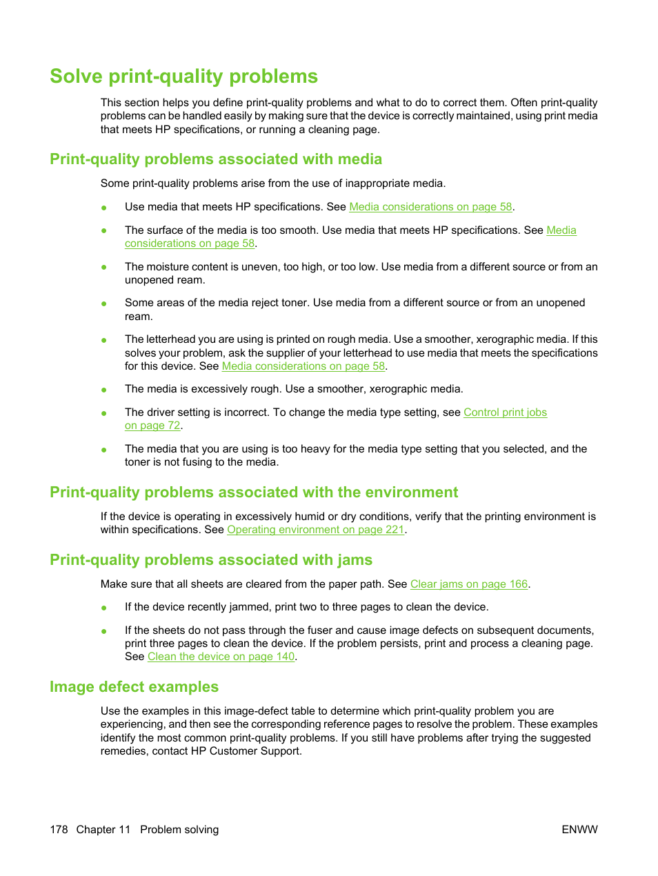 Solve print-quality problems, Print-quality problems associated with media, Print-quality problems associated with jams | Image defect examples | HP LaserJet M3027 Multifunction Printer series User Manual | Page 190 / 270