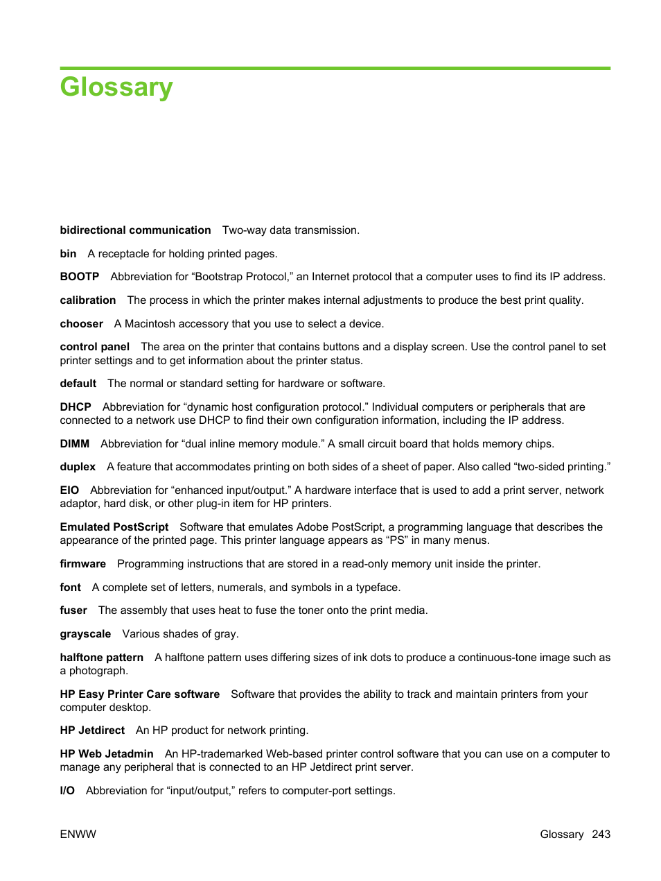 Glossary | HP LaserJet M3027 Multifunction Printer series User Manual | Page 255 / 270