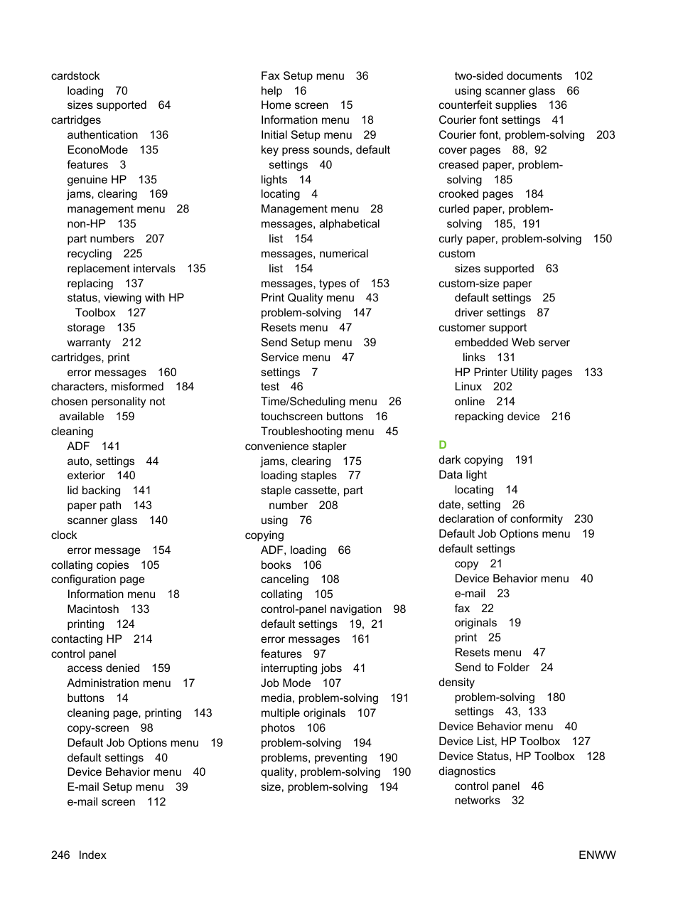 HP LaserJet M3027 Multifunction Printer series User Manual | Page 258 / 270