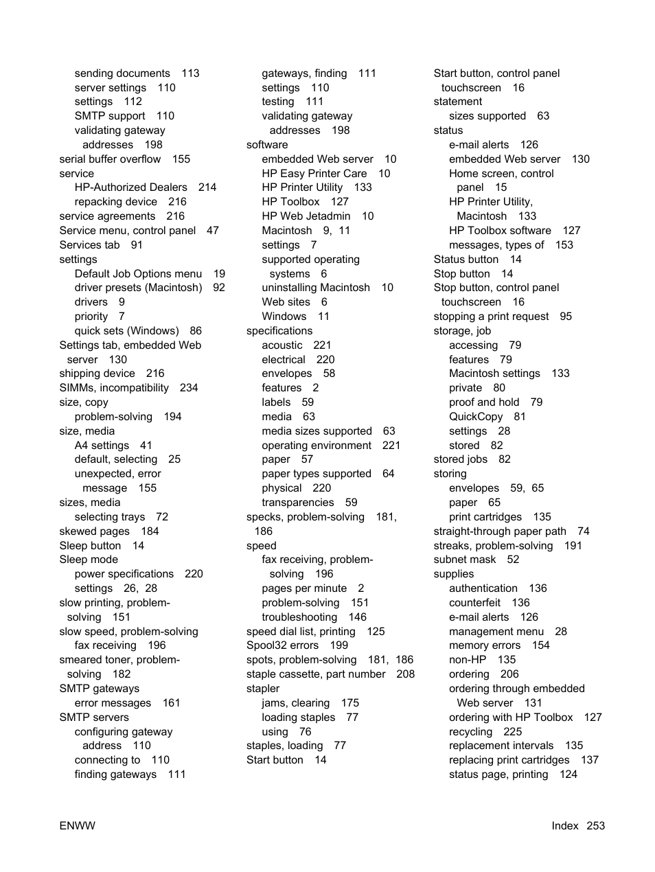 HP LaserJet M3027 Multifunction Printer series User Manual | Page 265 / 270