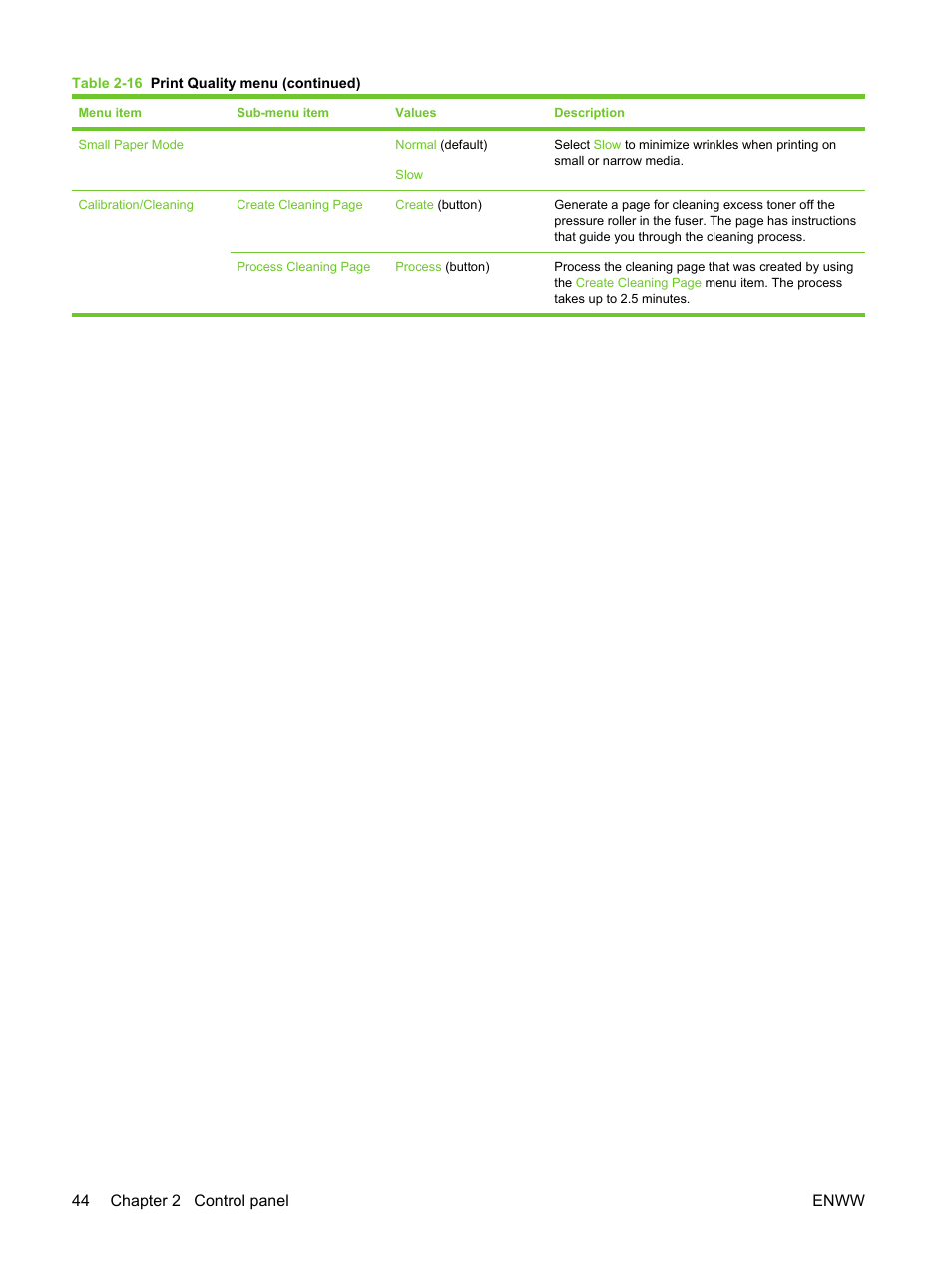44 chapter 2 control panel enww | HP LaserJet M3027 Multifunction Printer series User Manual | Page 56 / 270