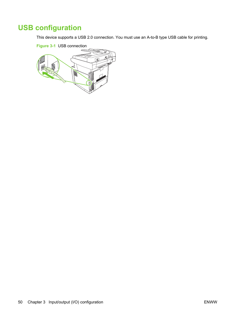 Usb configuration | HP LaserJet M3027 Multifunction Printer series User Manual | Page 62 / 270