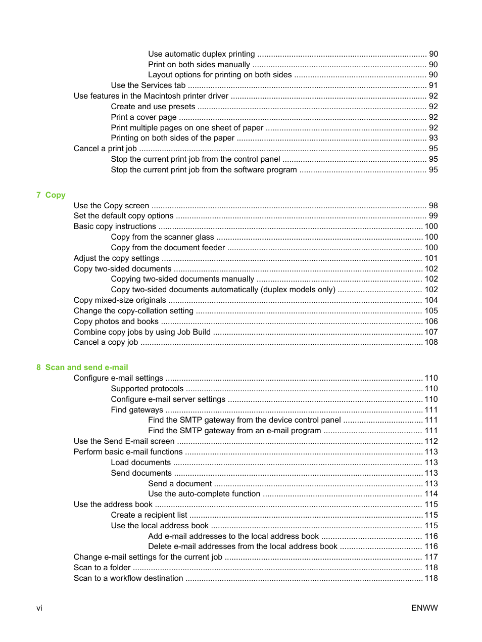 HP LaserJet M3027 Multifunction Printer series User Manual | Page 8 / 270