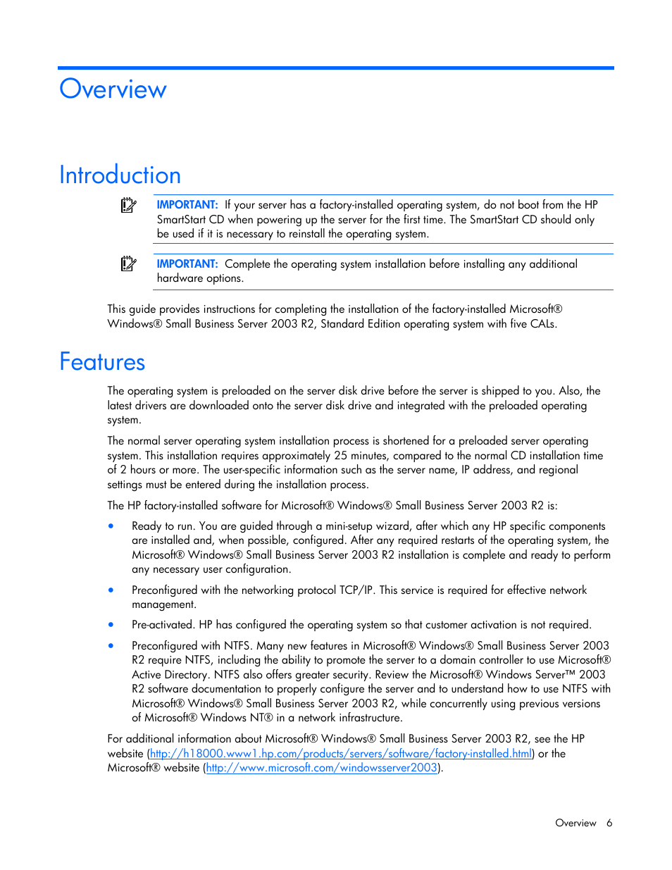 Overview, Introduction, Features | HP ProLiant ML370 G4 Server User Manual | Page 6 / 18