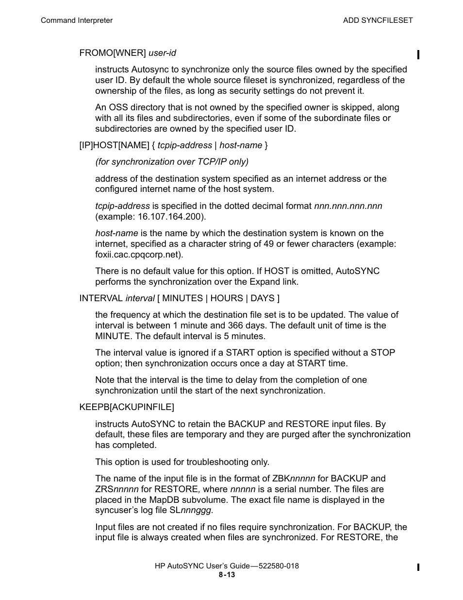 Keepb[ackupinfile, Option to preserve | HP Integrity NonStop J-Series User Manual | Page 107 / 266