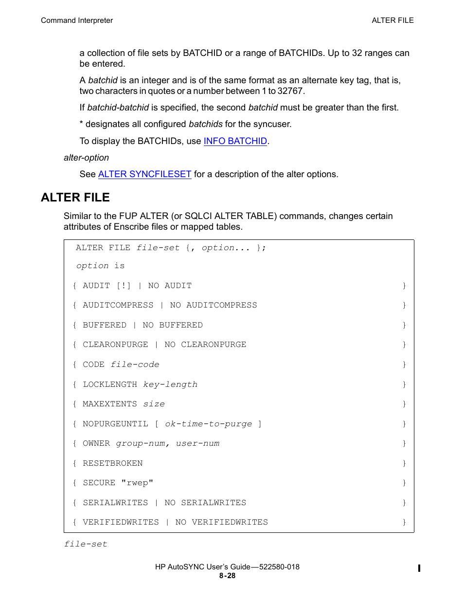 Alter file | HP Integrity NonStop J-Series User Manual | Page 122 / 266