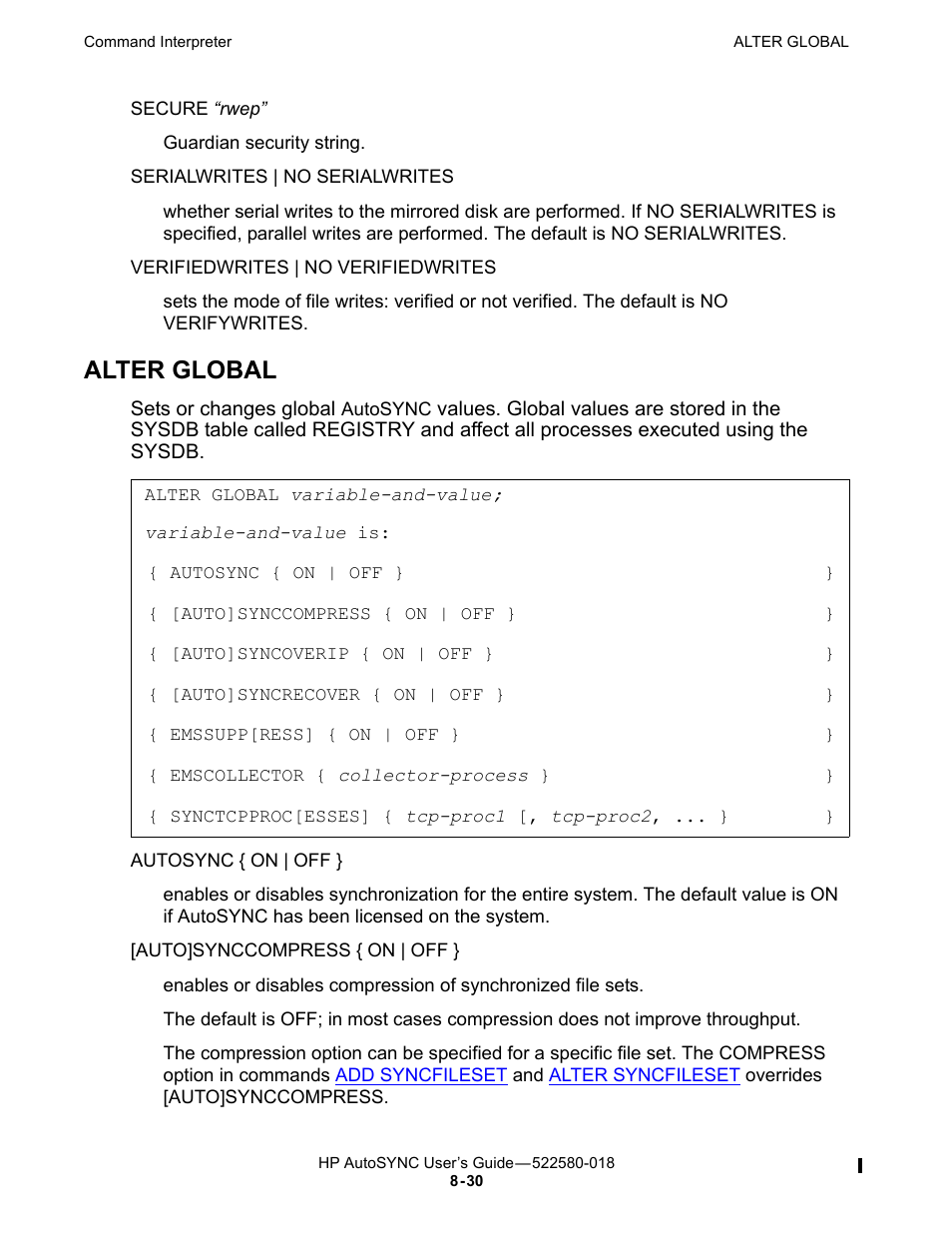 Alter global | HP Integrity NonStop J-Series User Manual | Page 124 / 266