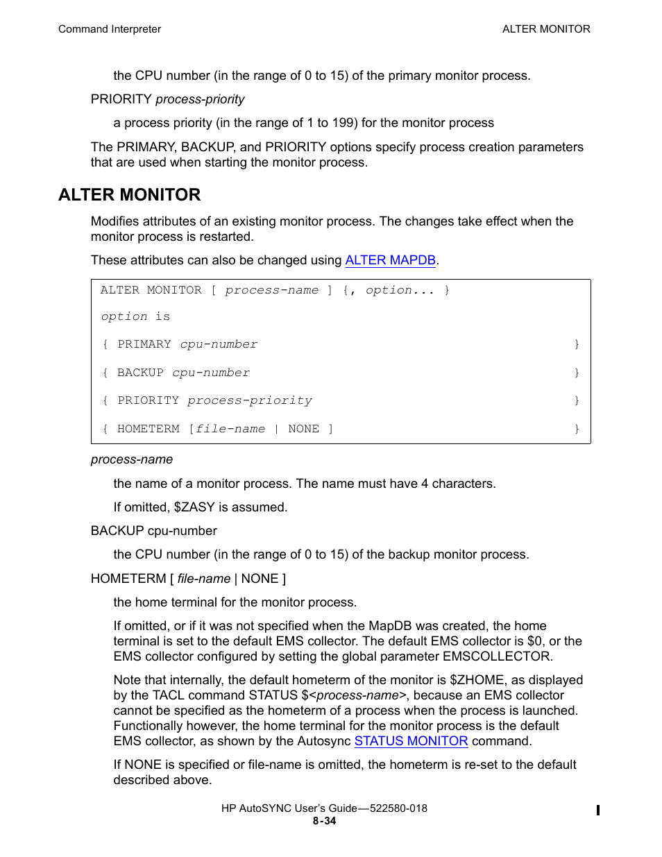 Alter monitor, Alter, Monitor | HP Integrity NonStop J-Series User Manual | Page 128 / 266